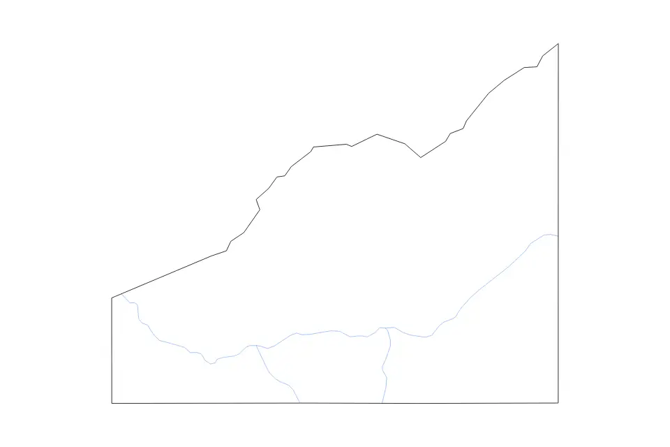 Carte de Delta, Colorado de type contour et rivières pour Amérique du Nord, montrant contour et rivières avec des limites nettes.