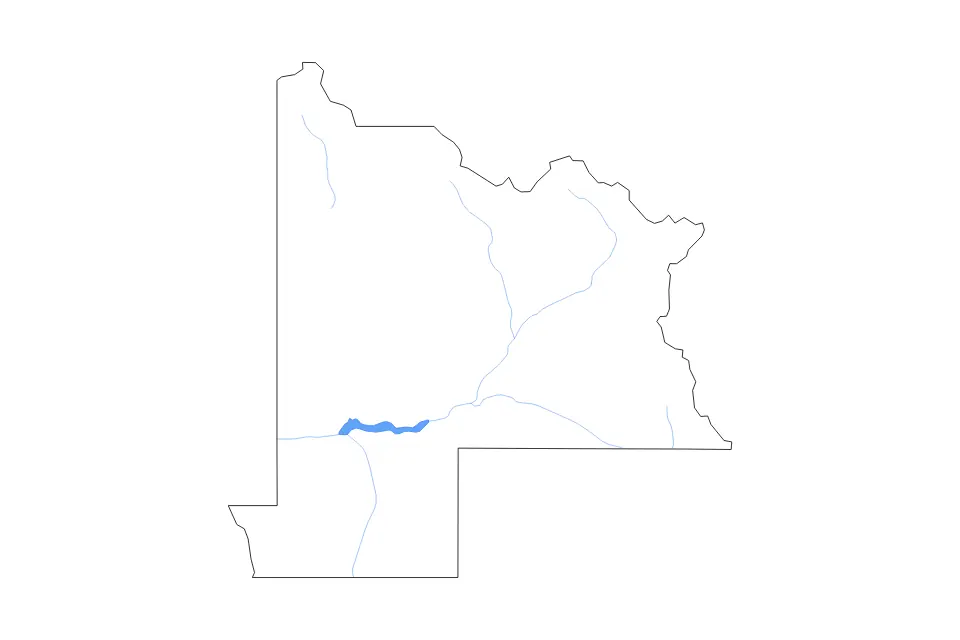 Mapa de Gunnison, Colorado de tipo contorno, lagos y ríos para América del Norte, con contorno, lagos y ríos con elementos de agua como Blue Mesa Reservoir.
