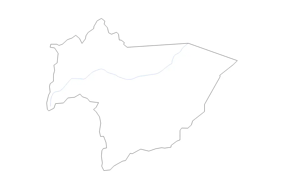 Outline map of Huerfano County, Colorado with subdivision borders and rivers.