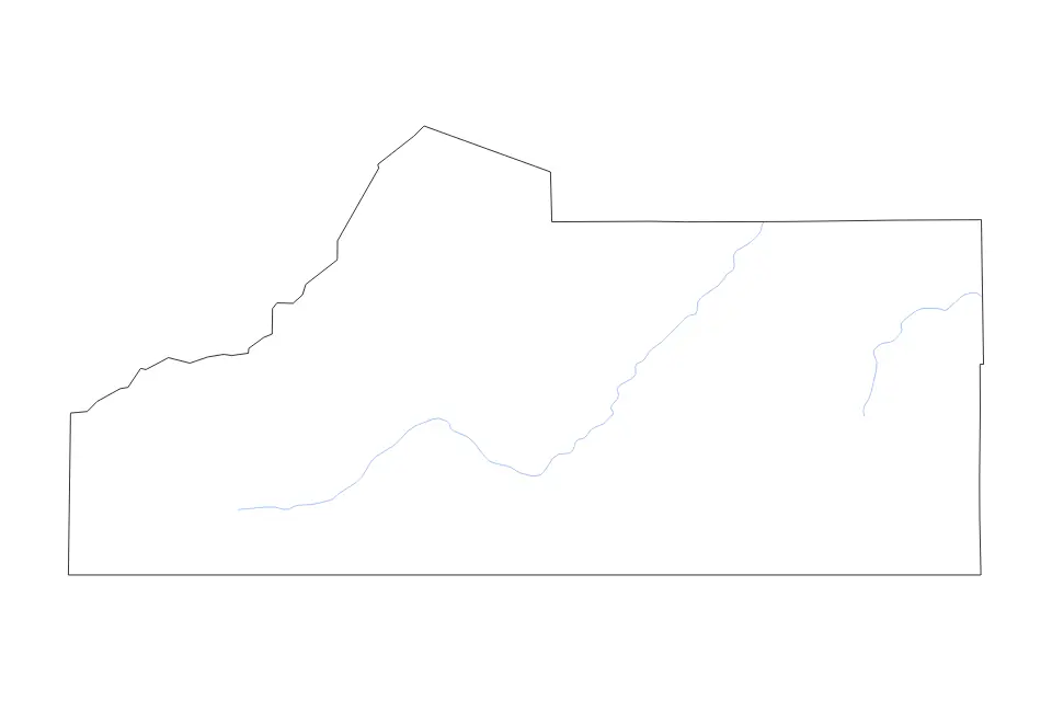 Carte de Las Animas, Colorado de type contour et rivières pour Amérique du Nord, montrant contour et rivières avec des limites nettes.
