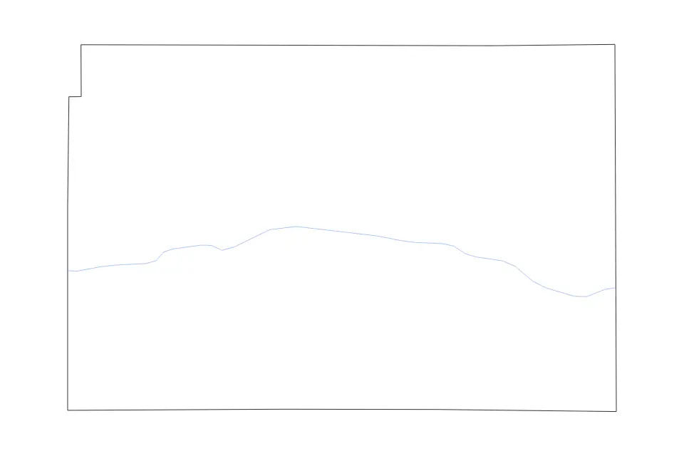 Outline map of Phillips County, Colorado with subdivision borders and rivers.