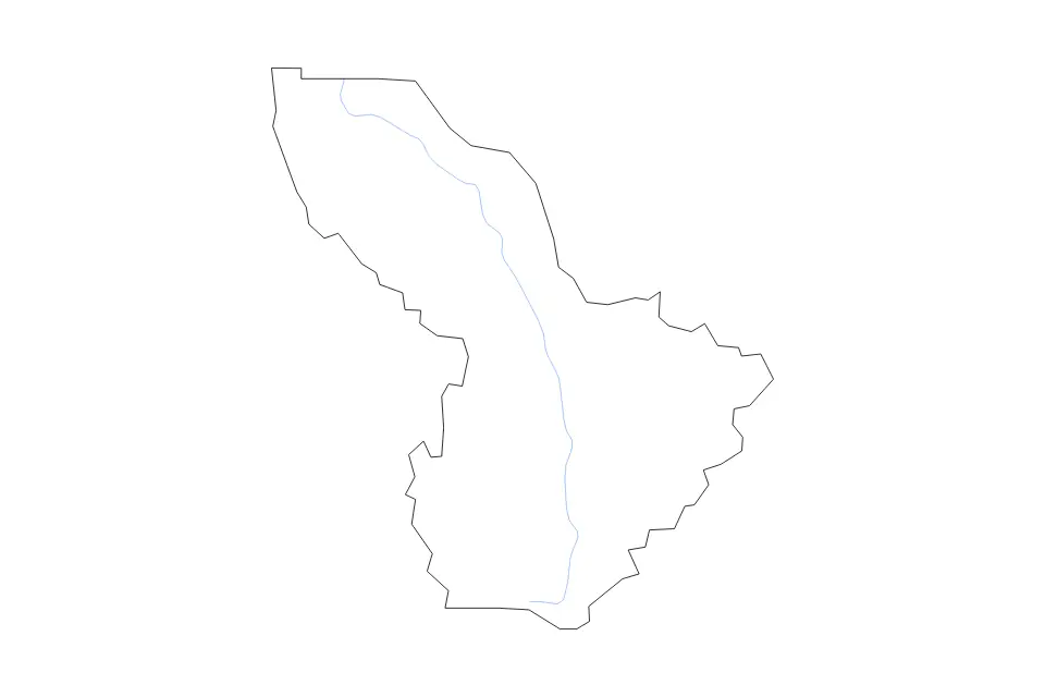 Outline map of Summit County, Colorado with subdivision borders and rivers.