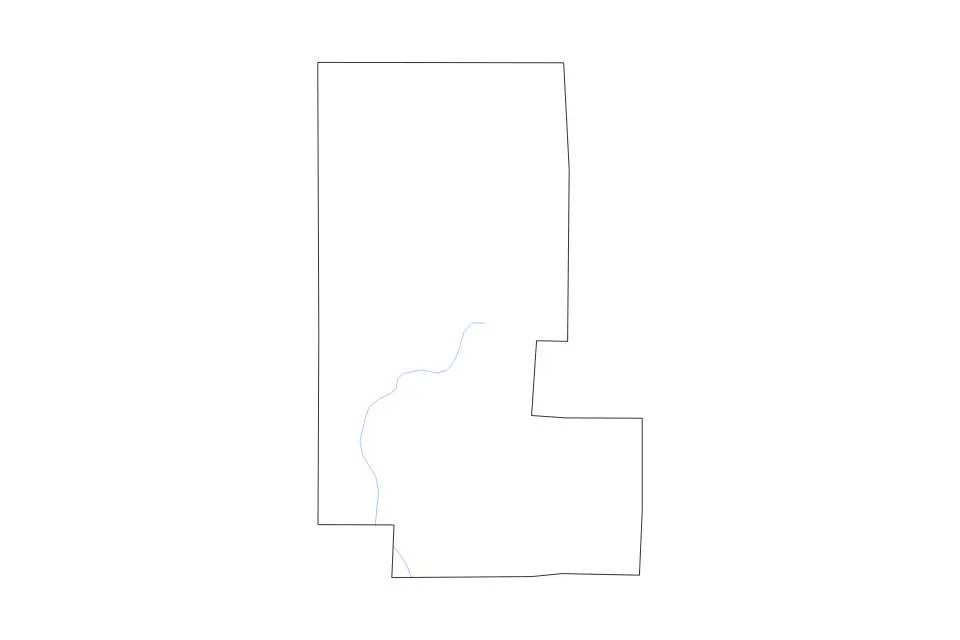 Outline map of Teller County, Colorado with subdivision borders and rivers.