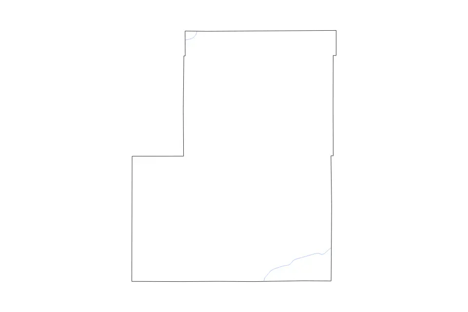 Outline map of Washington County, Colorado with subdivision borders and rivers.