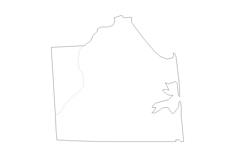 Mapa de Sussex, Delaware de tipo contorno y ríos para América del Norte, con contorno y ríos con límites limpios.
