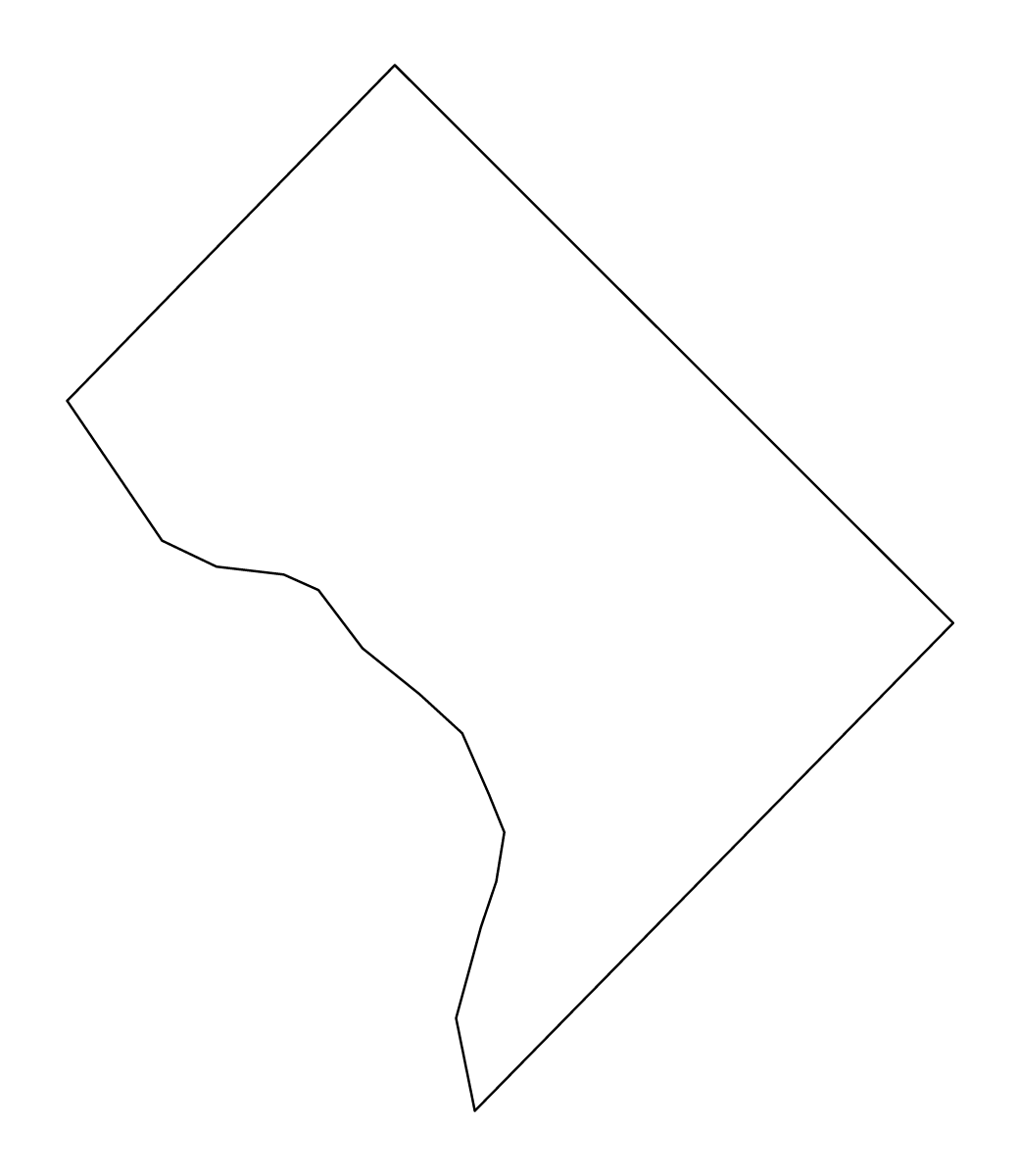 Mapa de contorno de District of Columbia, United States.