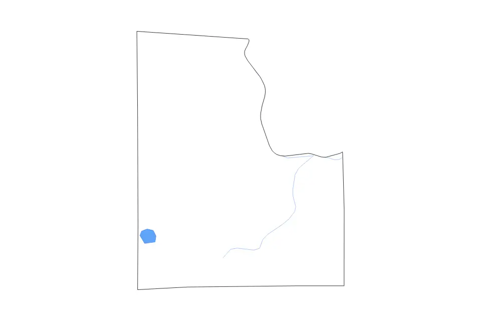 Outline map of Baker County, Florida with subdivision borders and major lakes and rivers.