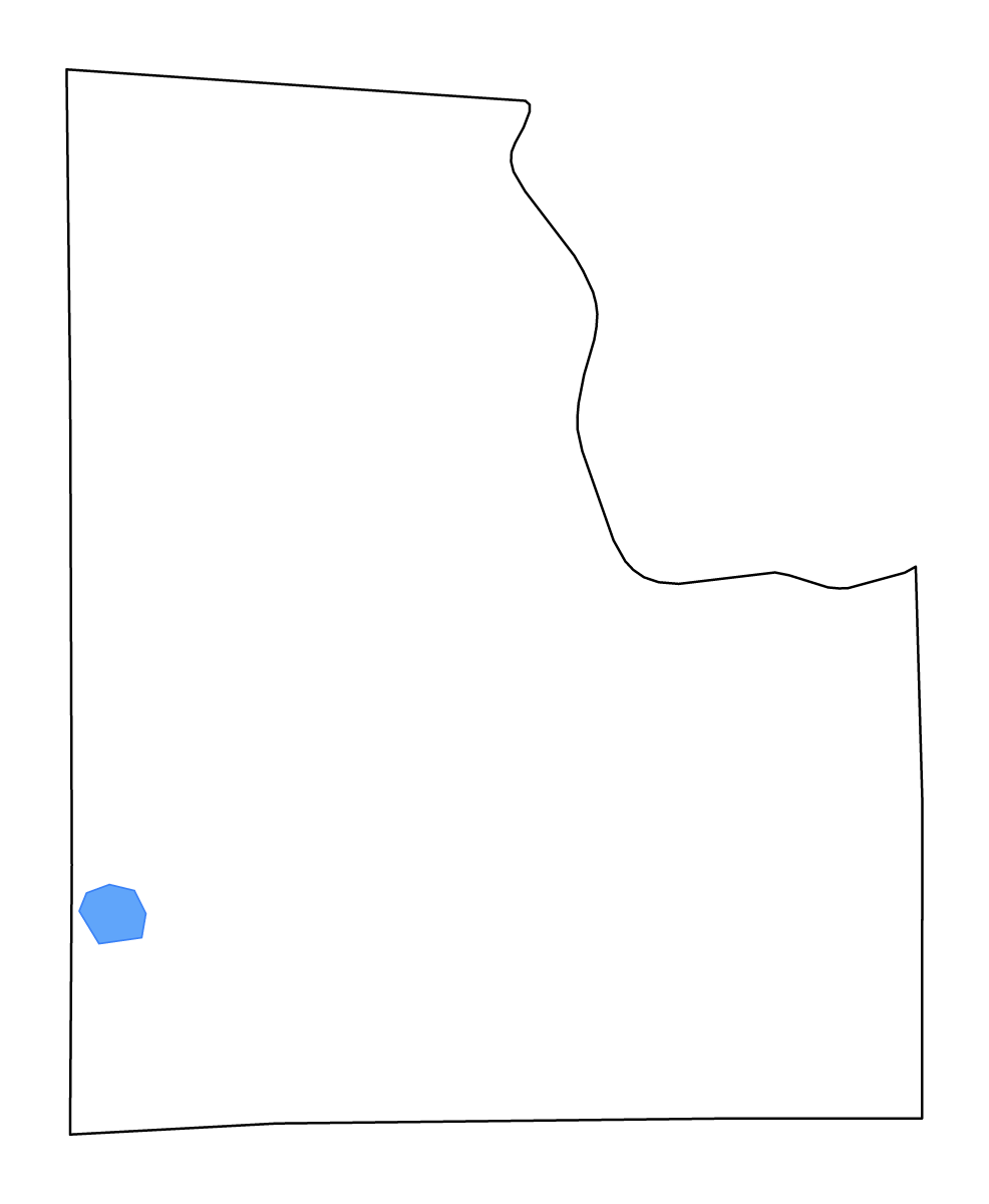 Carte de contour de Baker, Florida avec lacs et rivières.