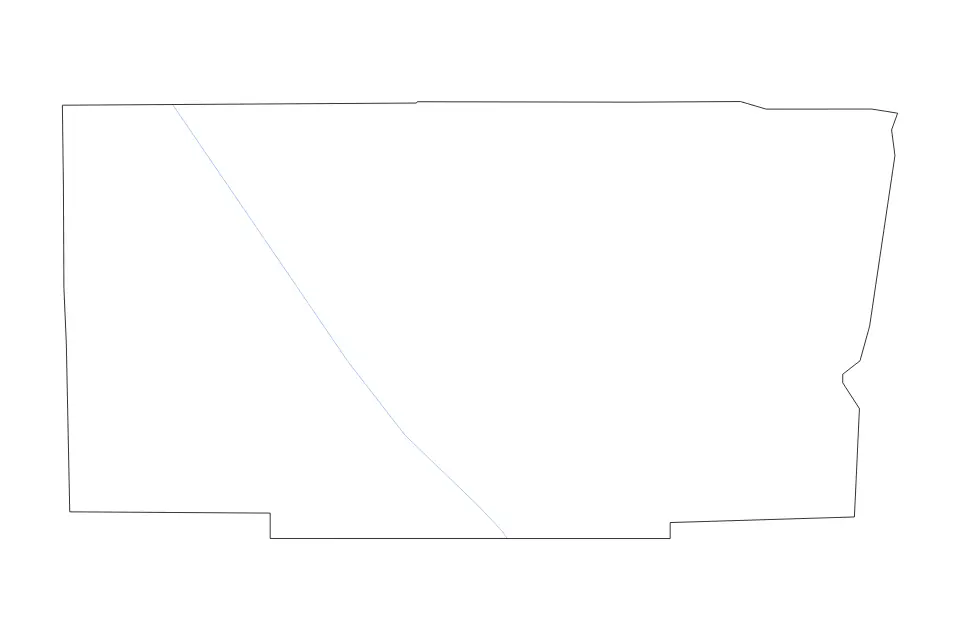 Outline map of Broward County, Florida with subdivision borders and rivers.