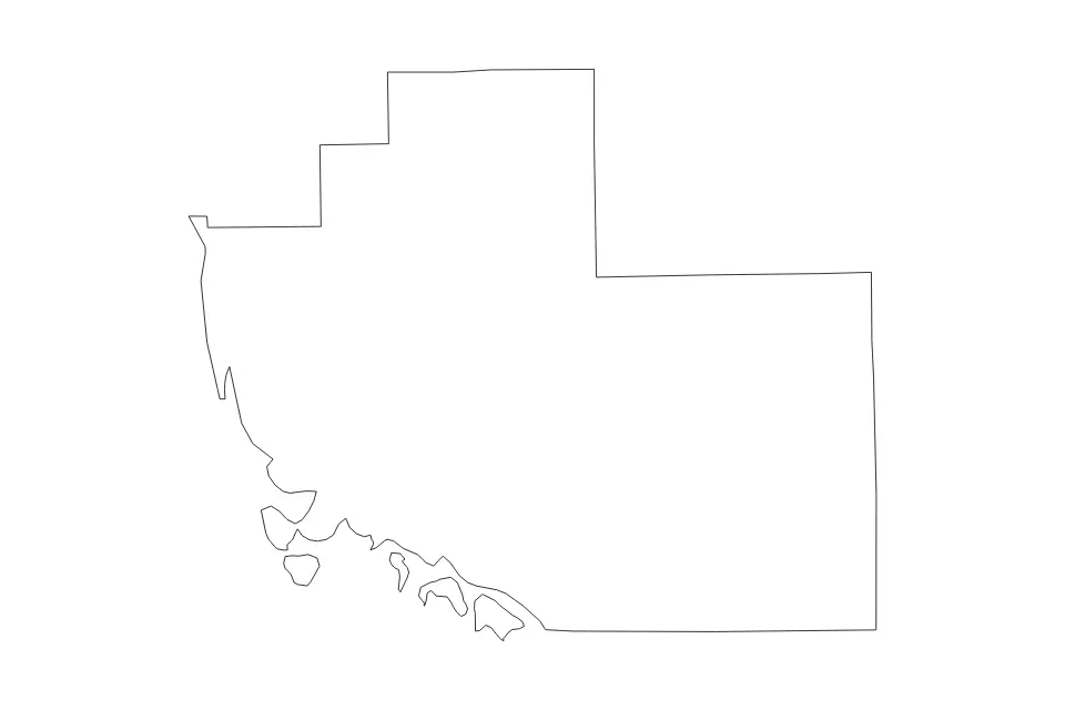 Outline map of Collier County, Florida with subdivision borders.