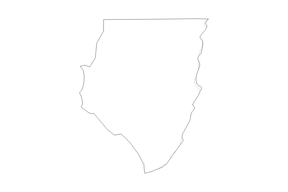Outline map of Dixie County, Florida with subdivision borders and rivers.