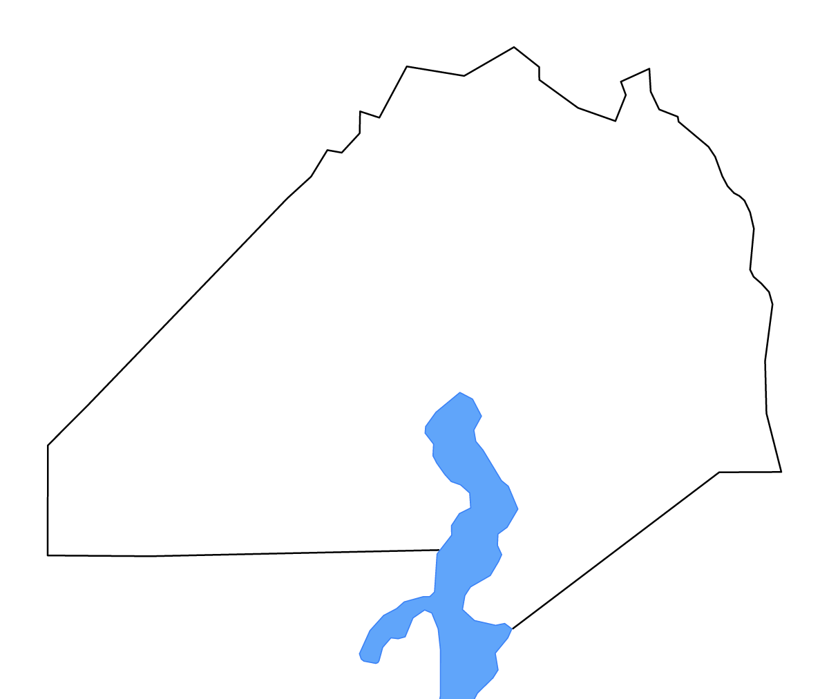 Carte de contour de Duval, Florida avec lacs et rivières.