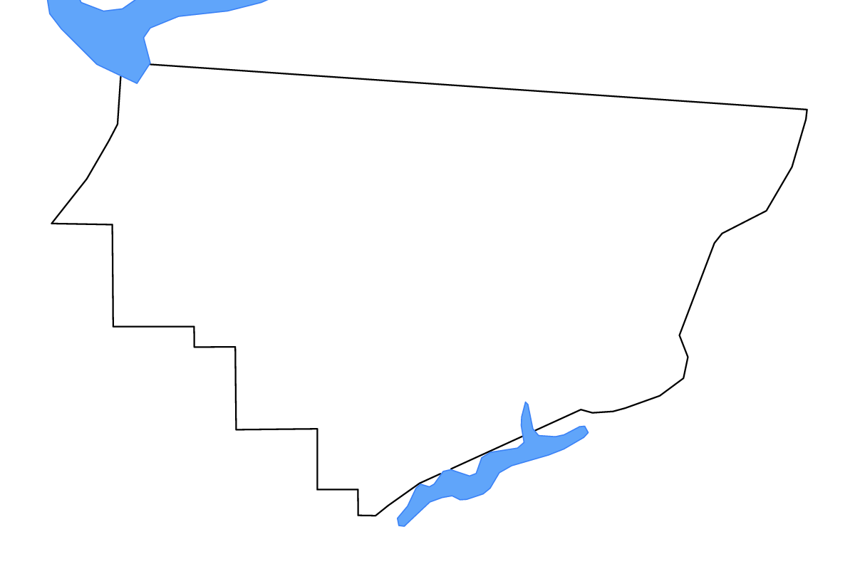 Mapa de contorno de Gadsden, Florida con lagos y ríos.
