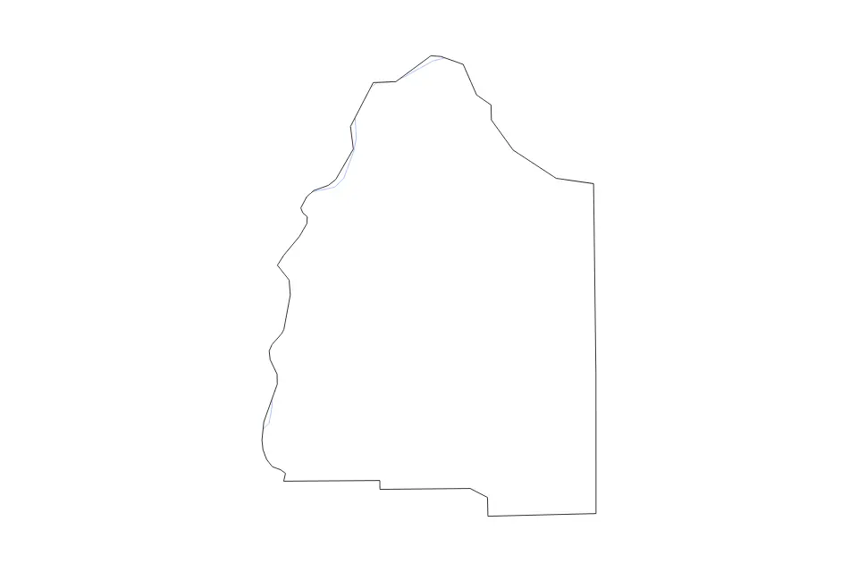 Outline map of Gilchrist County, Florida with subdivision borders and rivers.