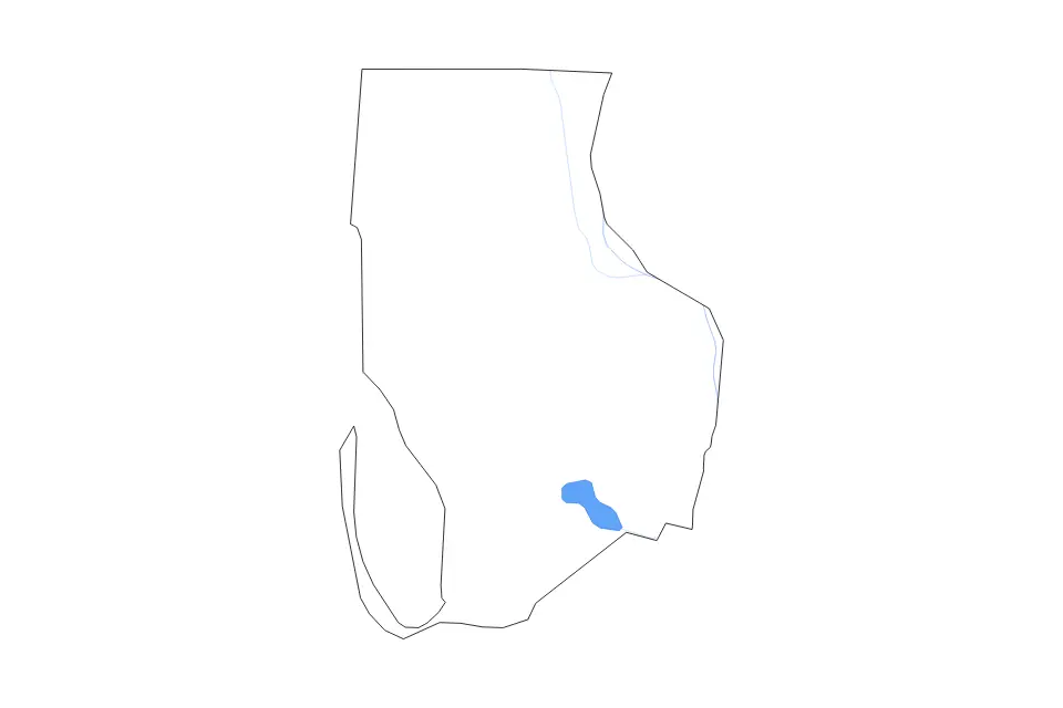 Outline map of Gulf County, Florida with subdivision borders and major lakes and rivers.