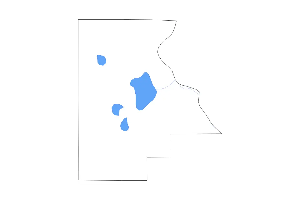 Outline map of Highlands County, Florida with subdivision borders and major lakes and rivers.