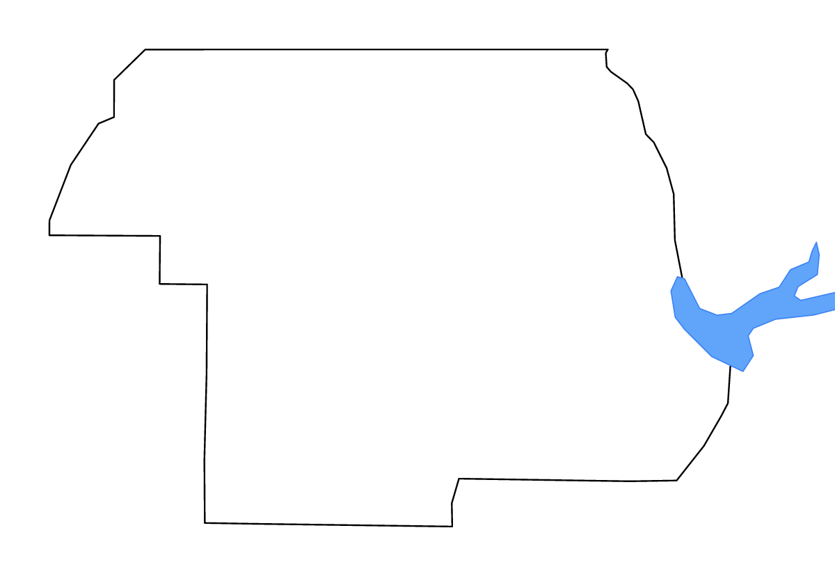Mapa de contorno de Jackson, Florida con lagos y ríos.