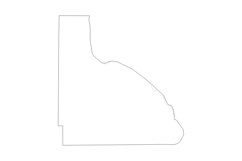 Outline map of Lafayette County, Florida with subdivision borders and rivers.