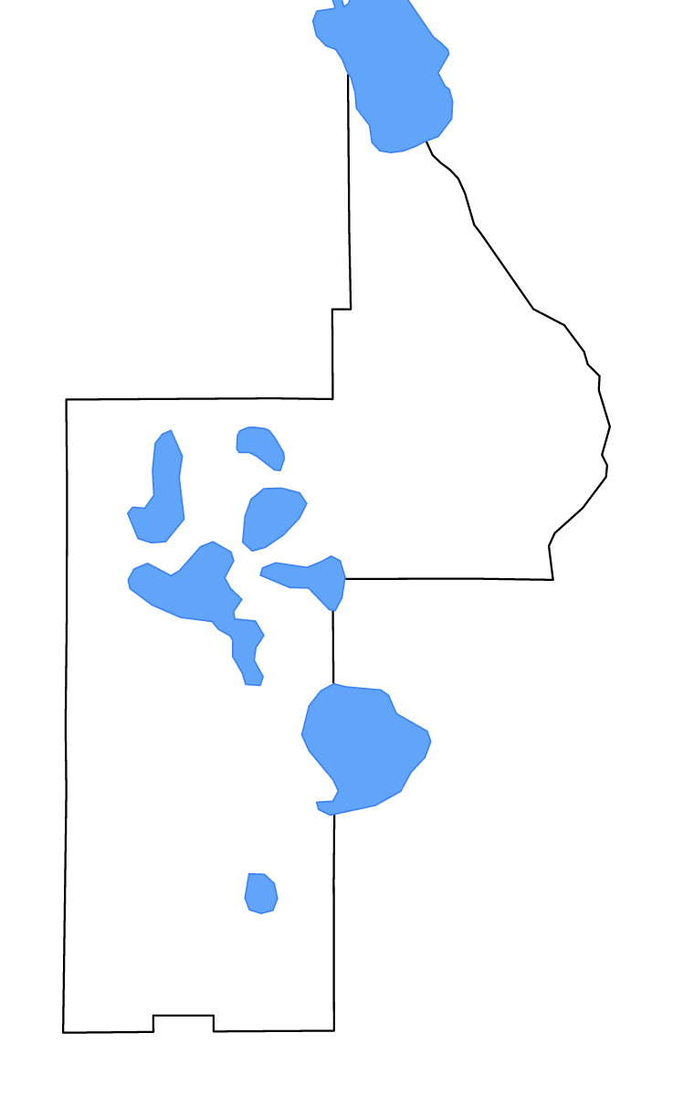 Mapa de contorno de Lake, Florida con lagos y ríos.