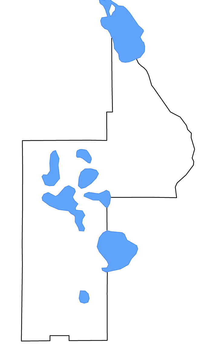 Carte de contour de Lake, Florida avec lacs et rivières.
