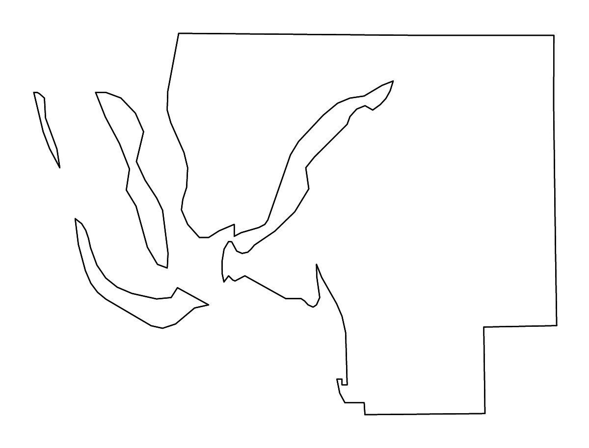 Outline map of Lee County, Florida with rivers.