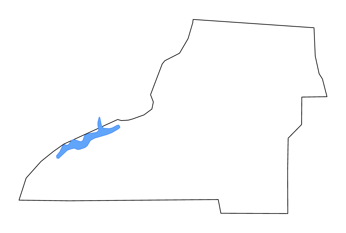 Mapa de contorno de Leon, Florida con lagos y ríos.