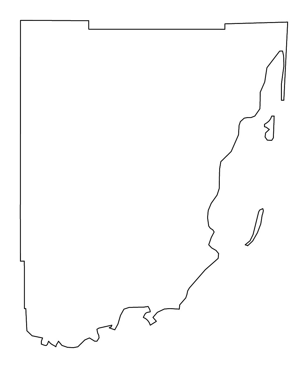 Mapa de contorno de Miami-Dade, Florida con ríos.