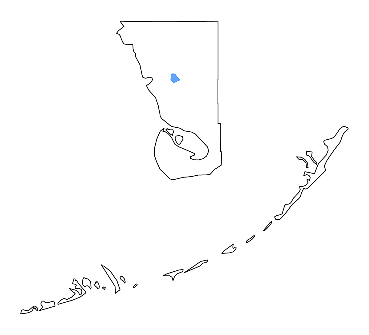 Mapa de contorno de Monroe, Florida con lagos.