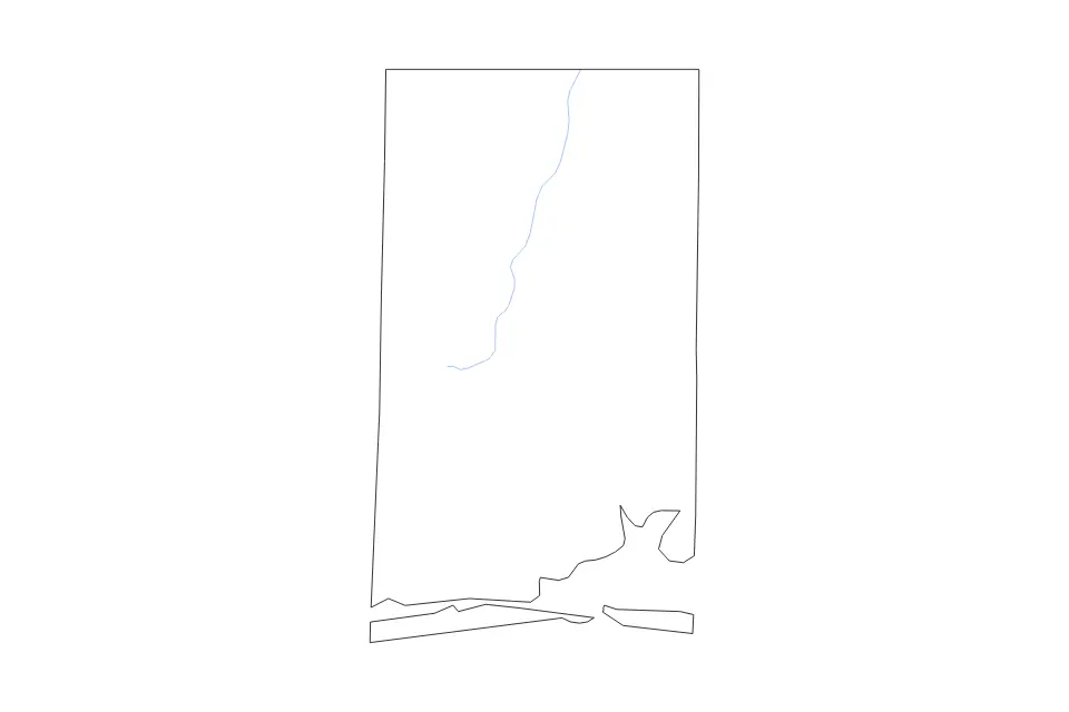 Mapa de Okaloosa, Florida de tipo contorno y ríos para América del Norte, con contorno y ríos con límites limpios.
