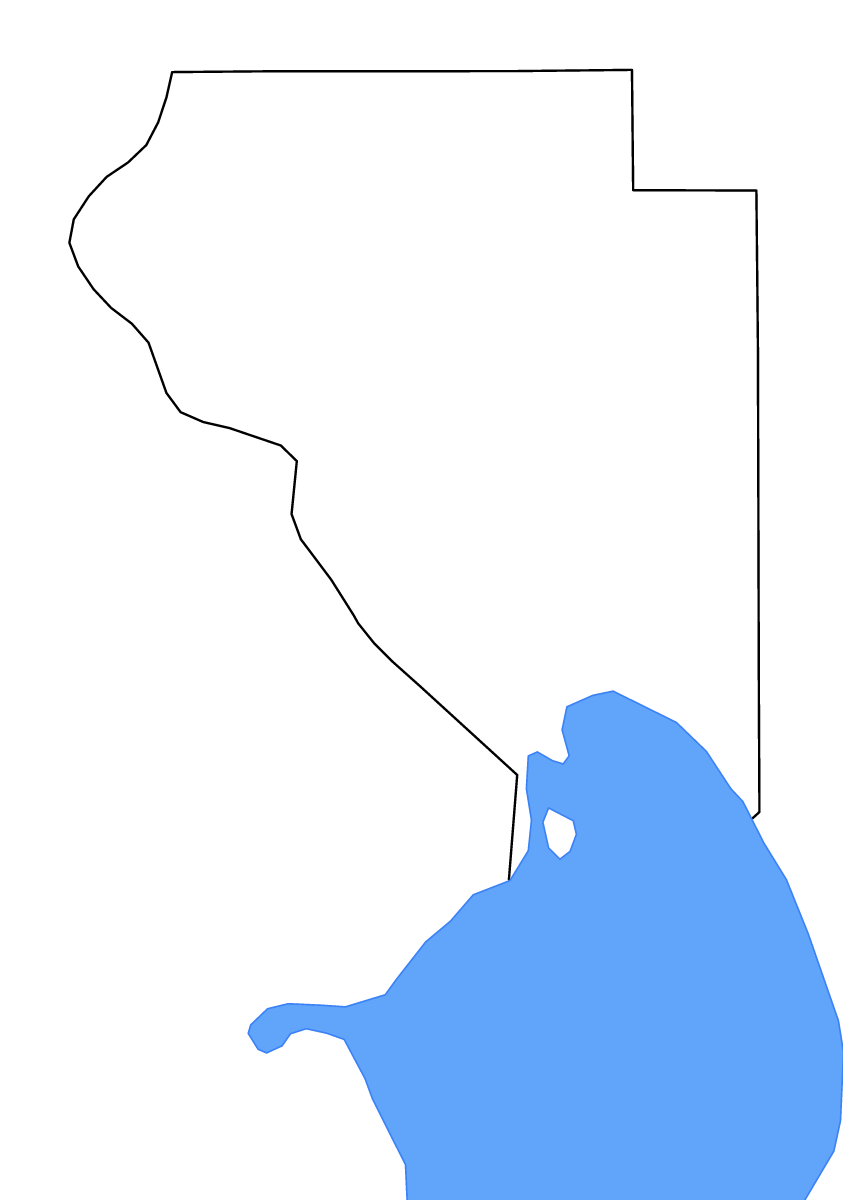 Mapa de contorno de Okeechobee, Florida con lagos y ríos.