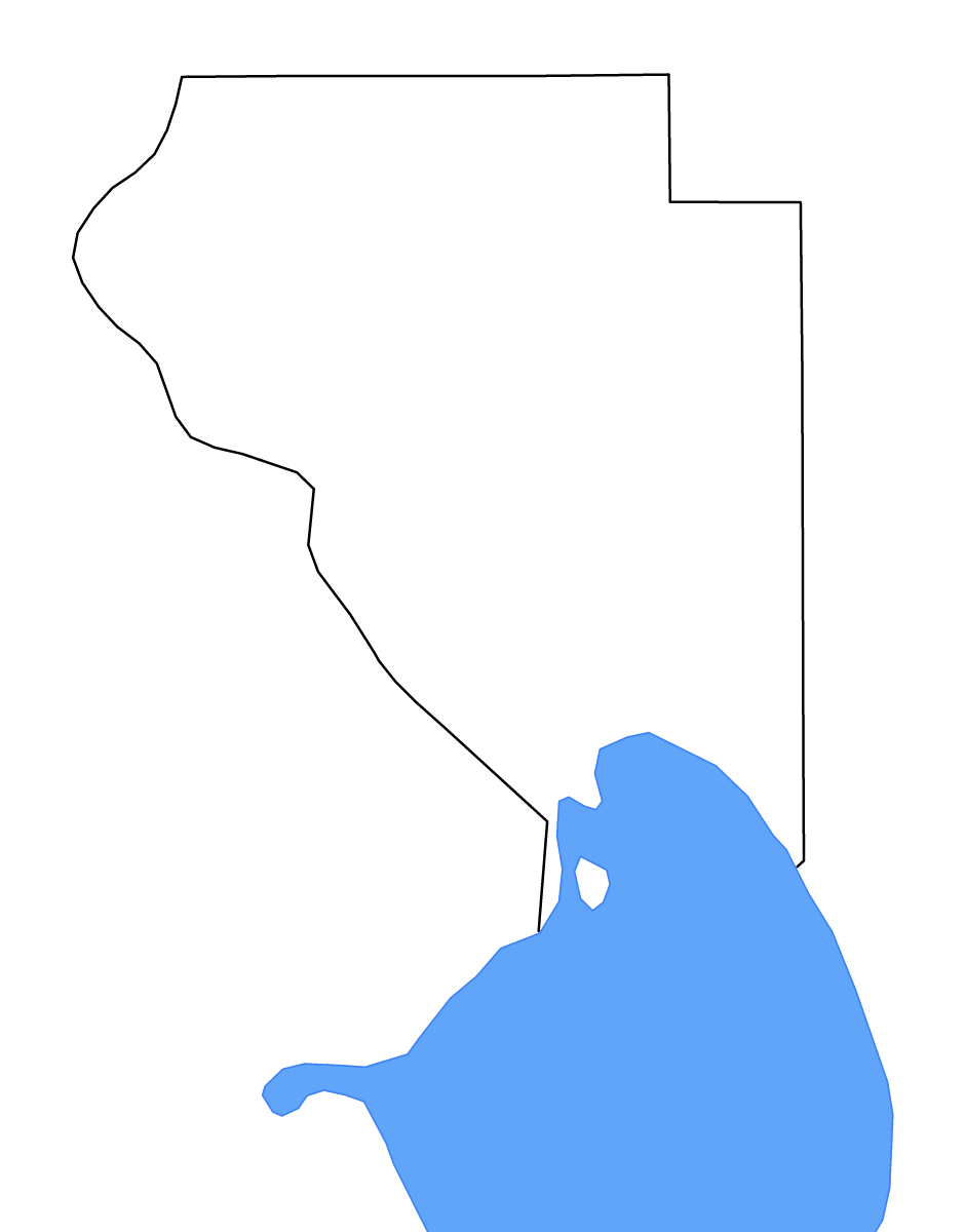 Mapa de contorno de Okeechobee, Florida con lagos y ríos.