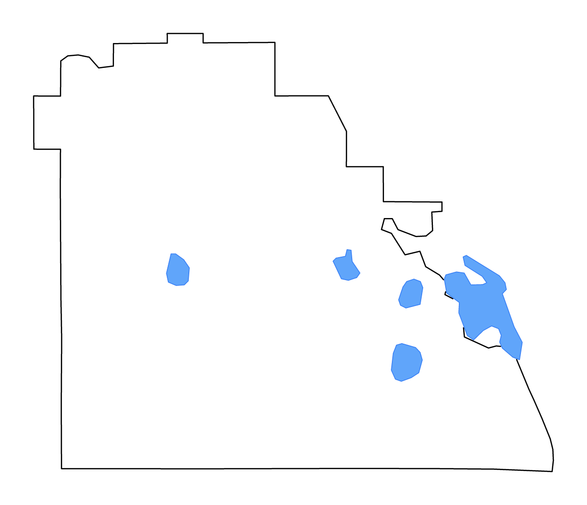 Mapa de contorno de Polk, Florida con lagos y ríos.
