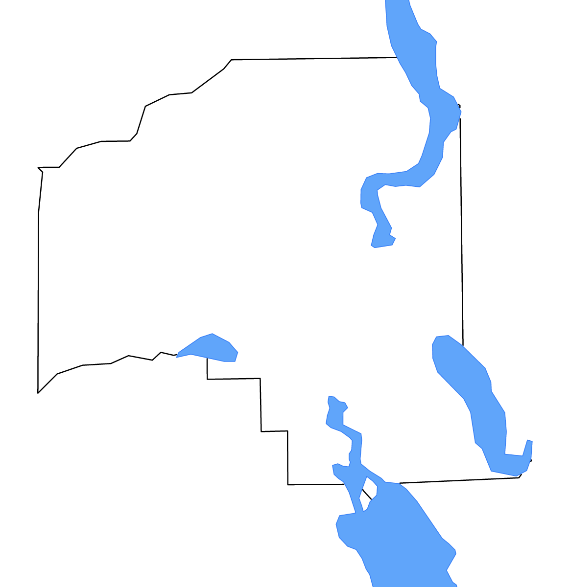 Carte de contour de Putnam, Florida avec lacs et rivières.