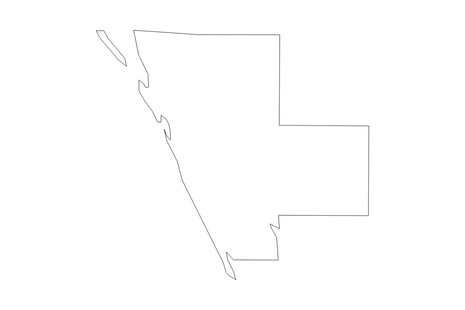 Outline map of Sarasota County, Florida with subdivision borders.
