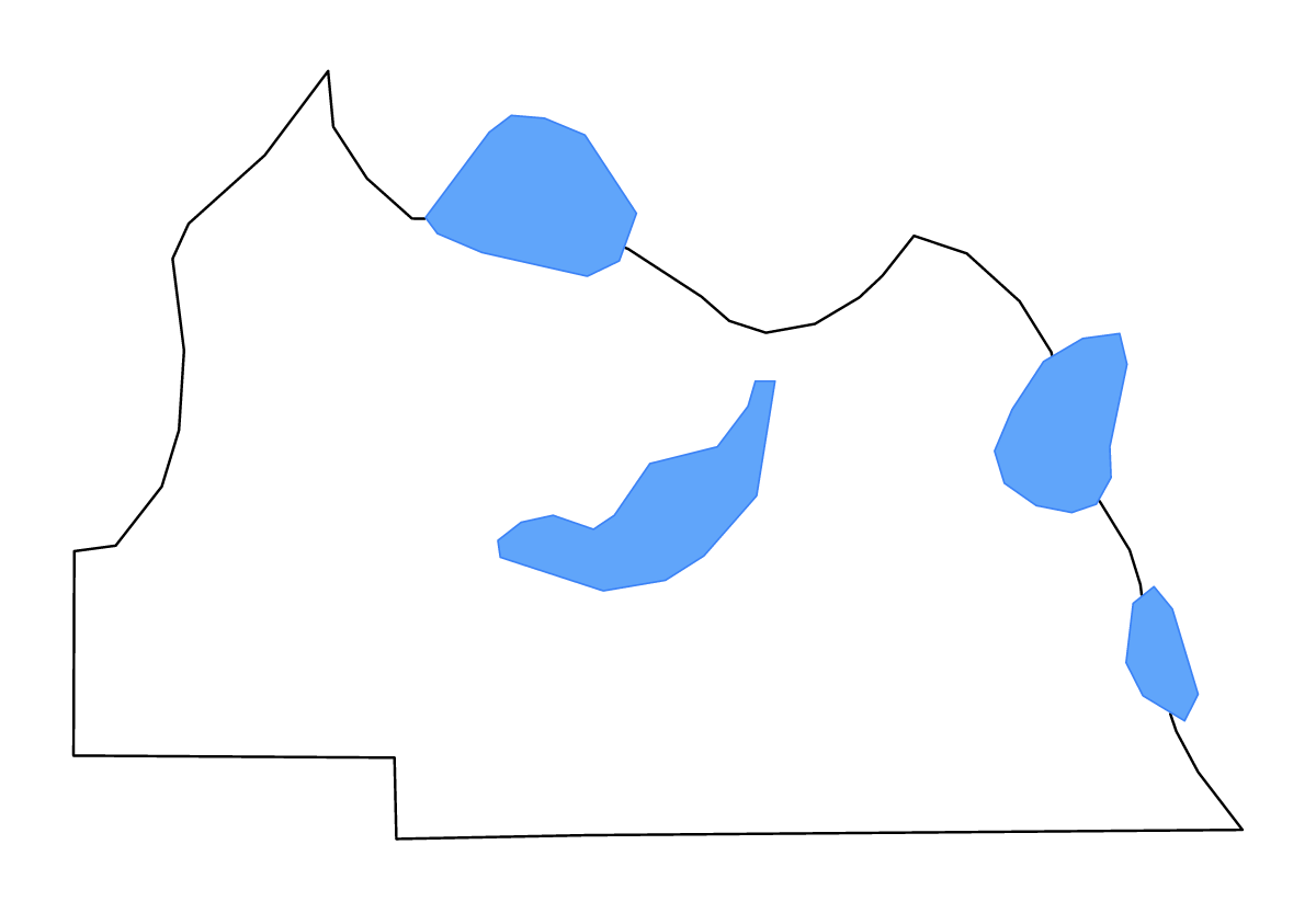 Mapa de contorno de Seminole, Florida con lagos y ríos.
