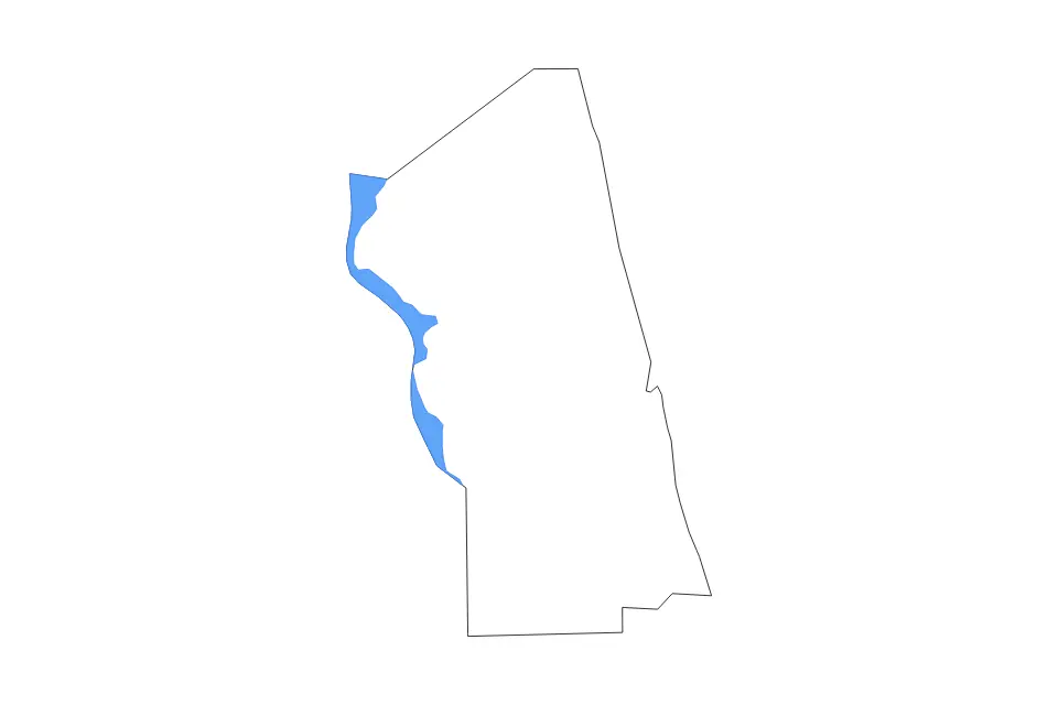 Outline map of St. Johns County, Florida with subdivision borders and major lakes.