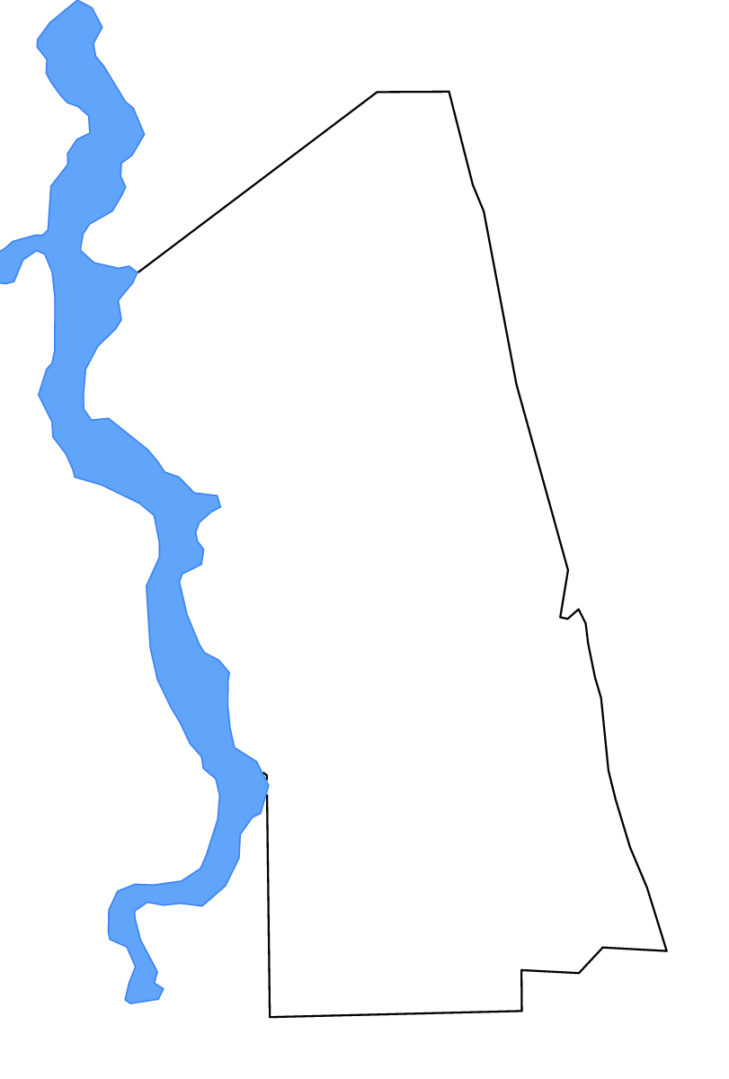 Mapa de contorno de St. Johns, Florida con lagos.