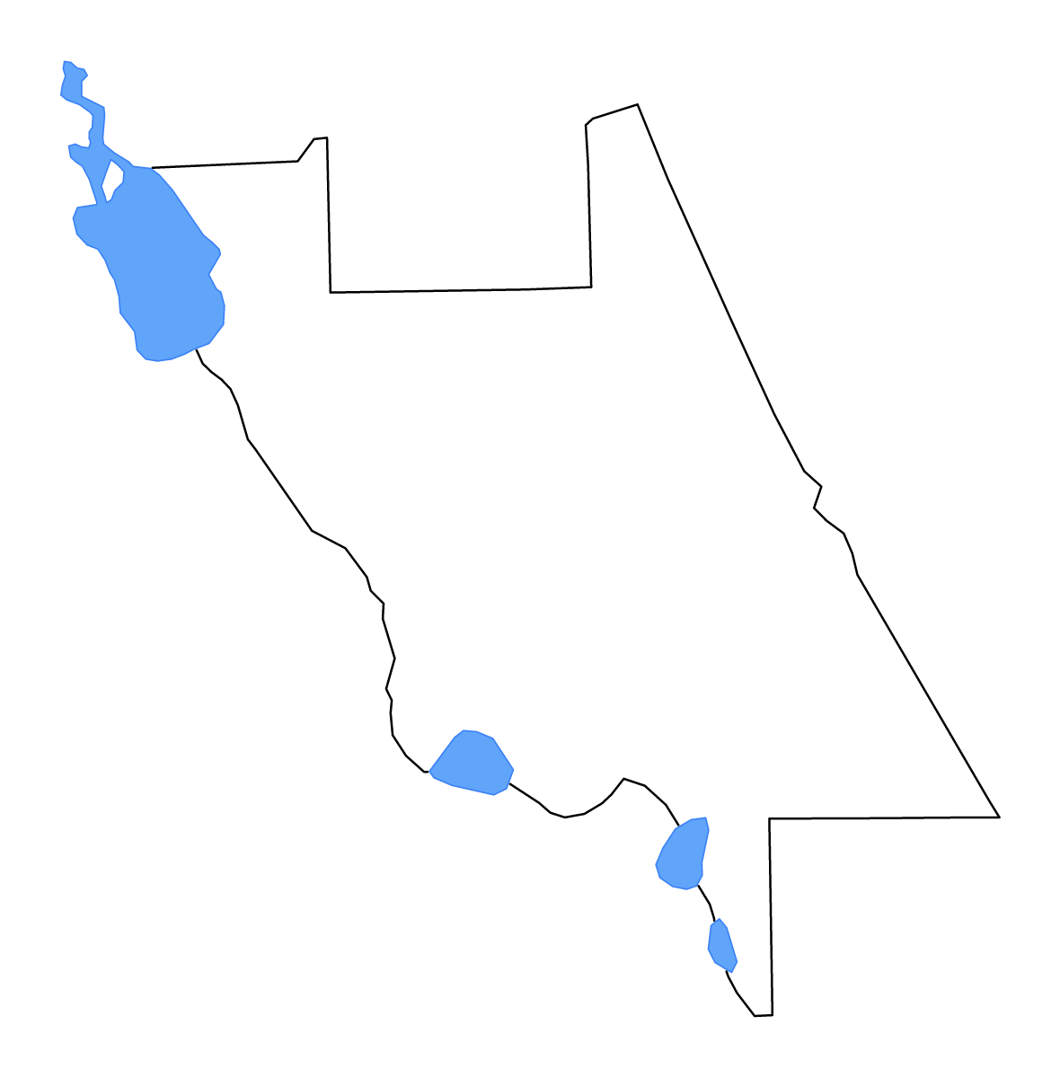 Carte de contour de Volusia, Florida avec lacs et rivières.