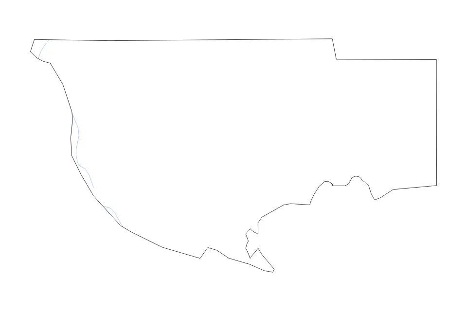 Outline map of Wakulla County, Florida with subdivision borders and rivers.