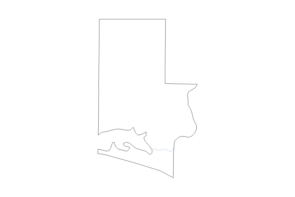 Outline map of Walton County, Florida with subdivision borders and rivers.