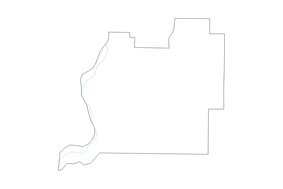 Outline map of Washington County, Florida with subdivision borders and rivers.