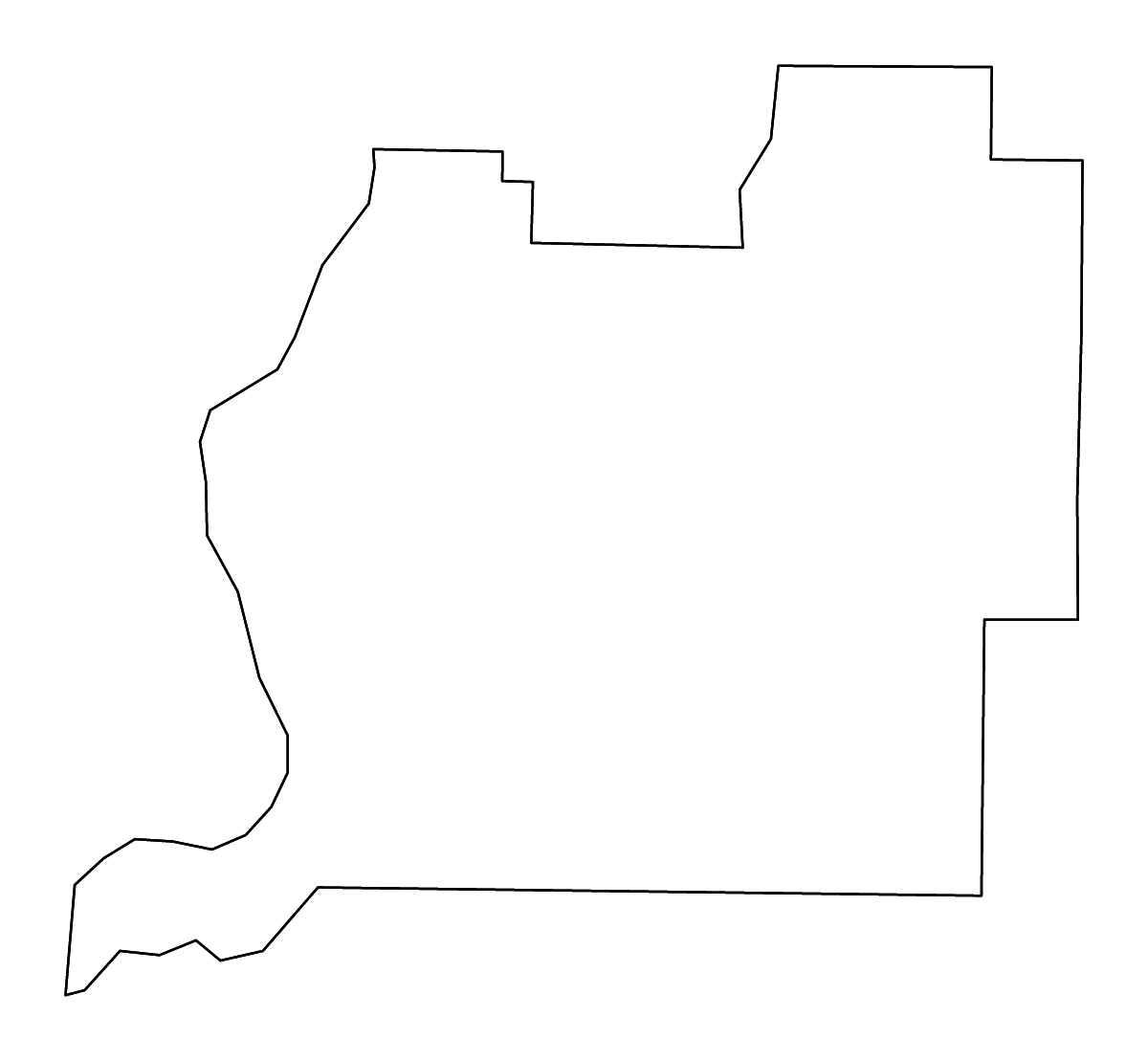 Mapa de contorno de Washington, Florida con ríos.