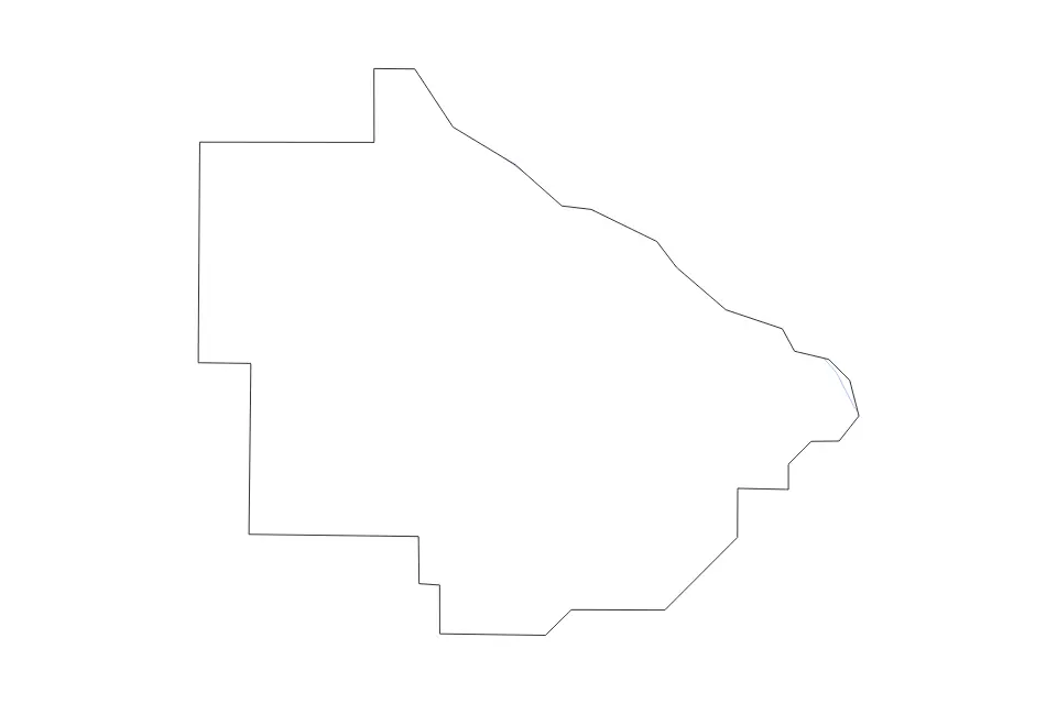 Outline map of Bacon County, Georgia with subdivision borders and rivers.