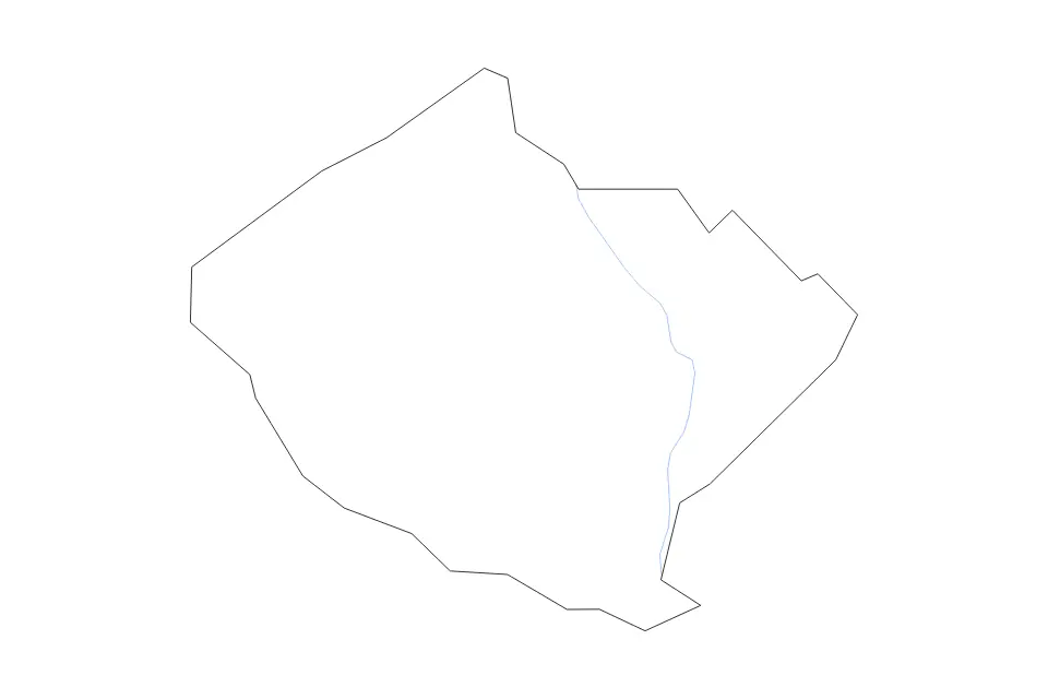 Outline map of Bibb County, Georgia with subdivision borders and rivers.