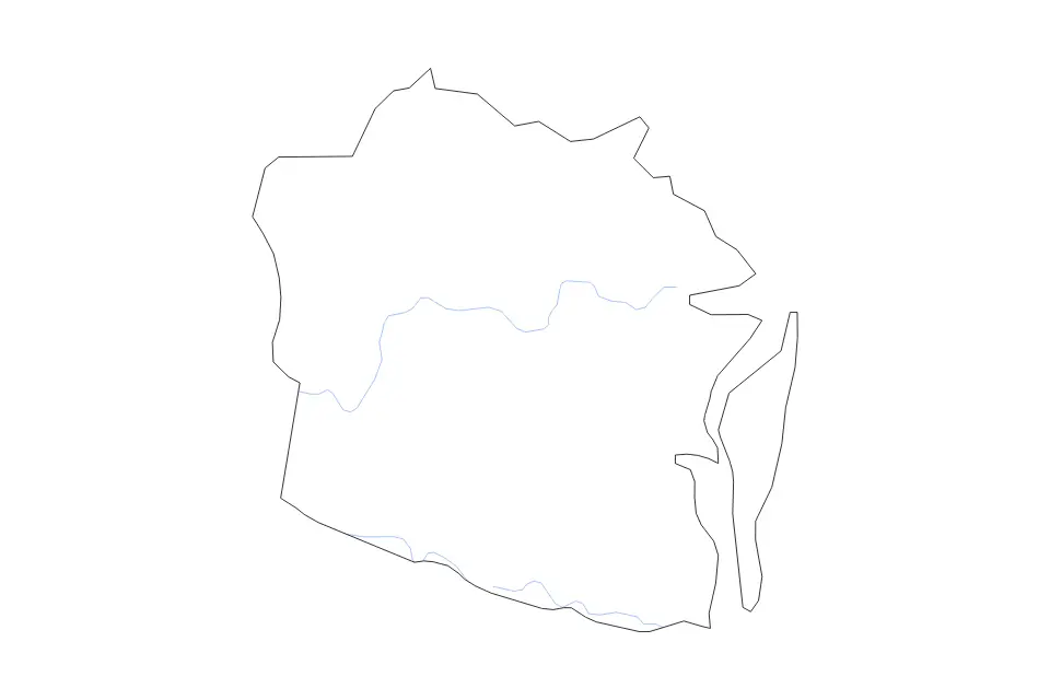 Mapa de Camden, Georgia de tipo contorno y ríos para América del Norte, con contorno y ríos con límites limpios.