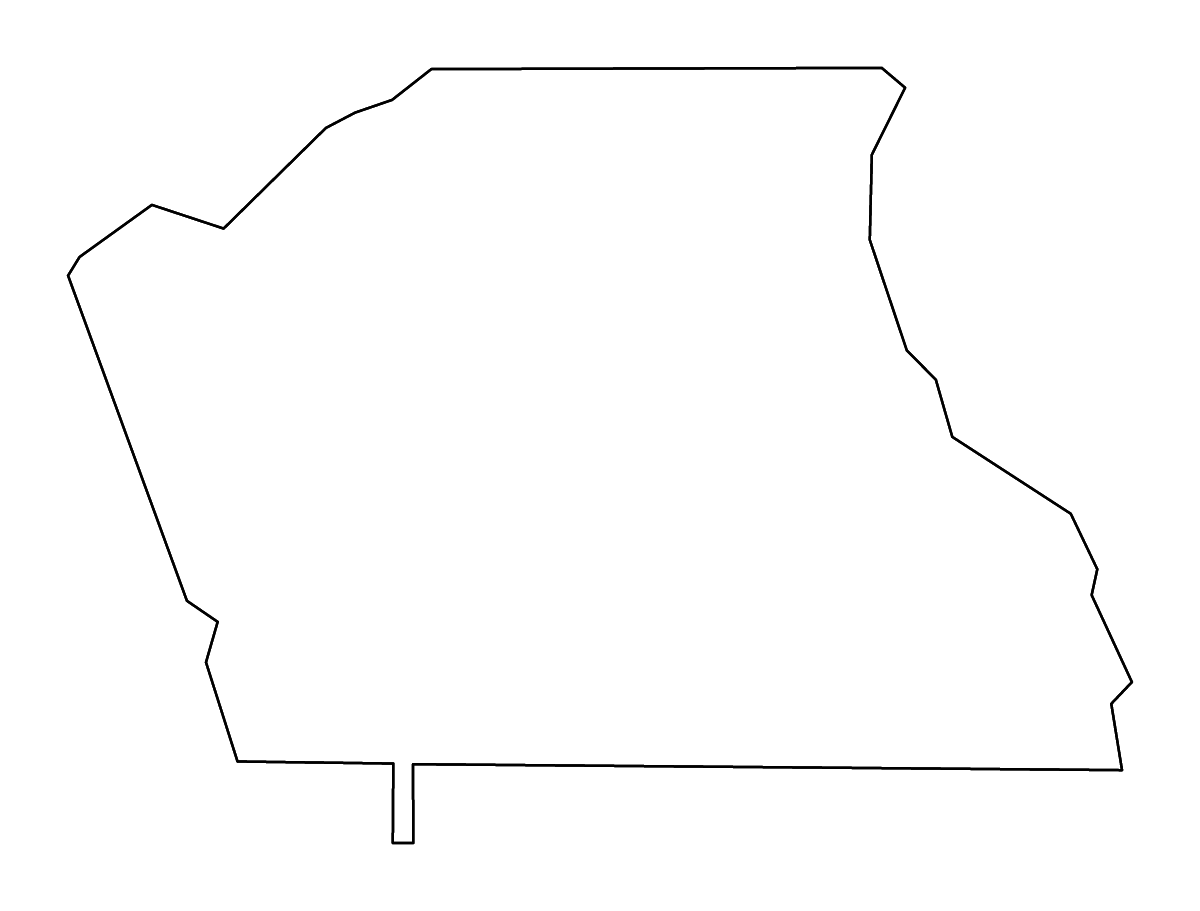 Mapa de contorno de Coweta, Georgia con ríos.