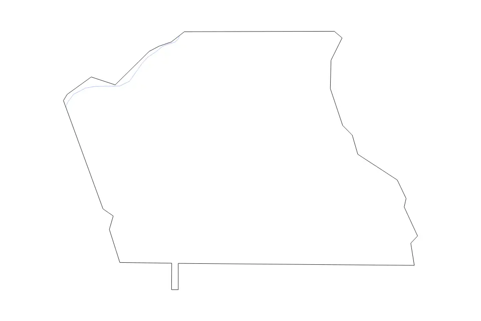 Outline map of Coweta County, Georgia with subdivision borders and rivers.