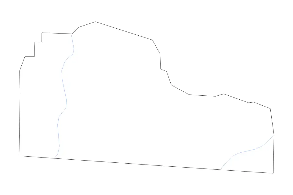 Outline map of Echols County, Georgia with subdivision borders and rivers.