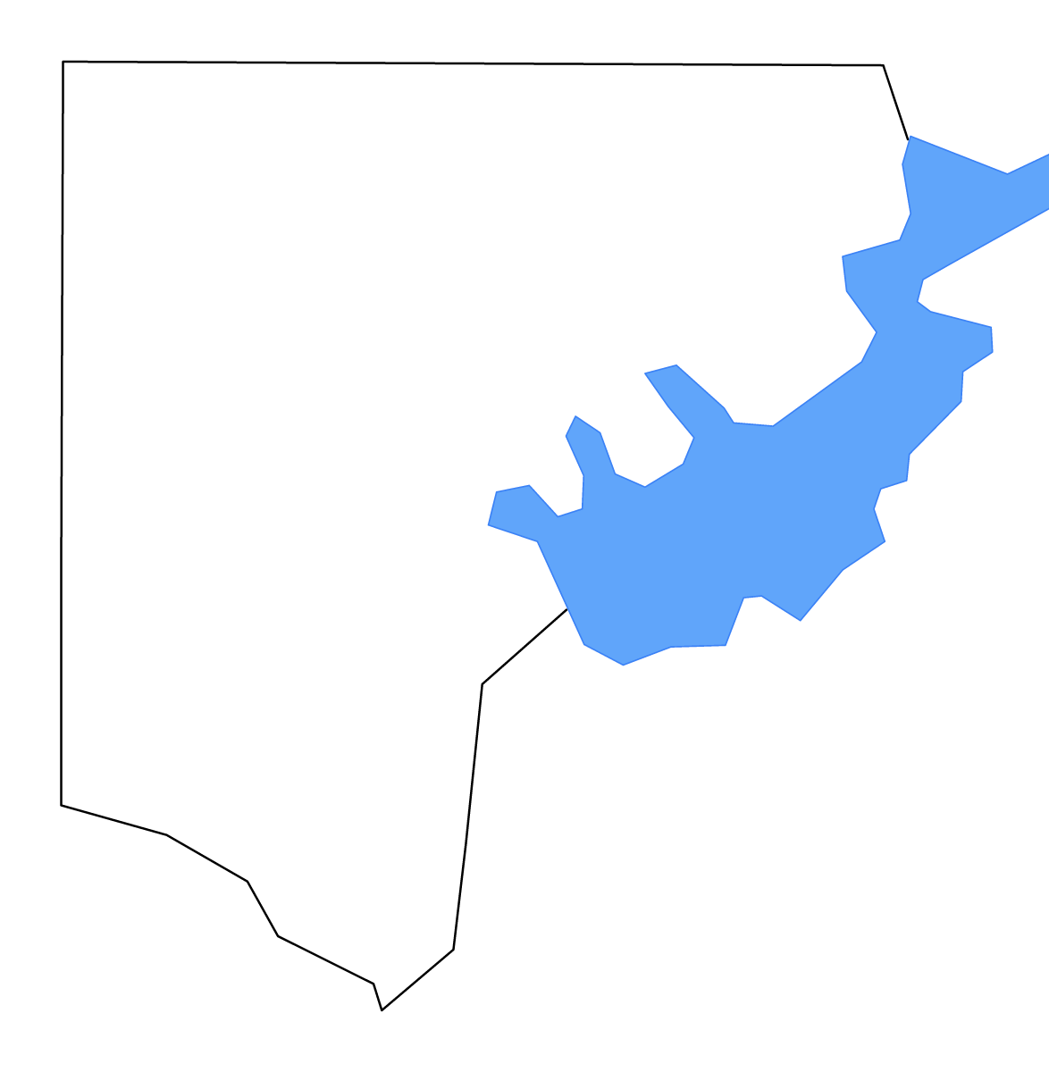 Mapa de contorno de Forsyth, Georgia con lagos y ríos.