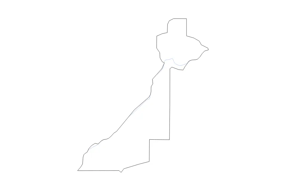 Outline map of Fulton County, Georgia with subdivision borders and rivers.
